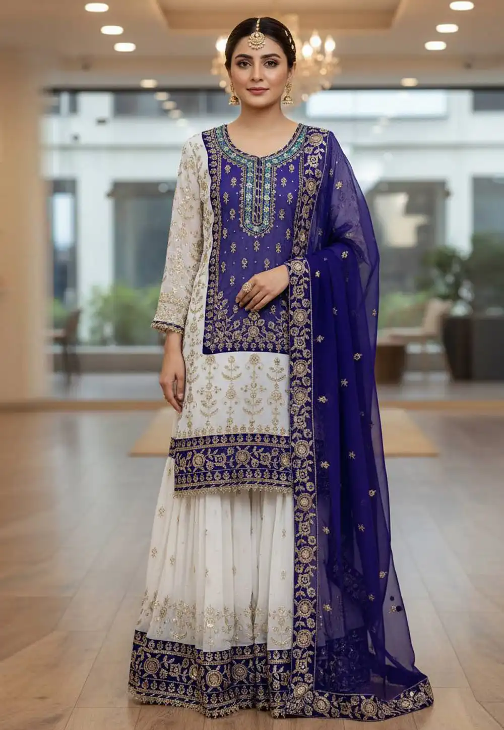 Purple Faux Georgette Readymade Gharara Suit 329727
