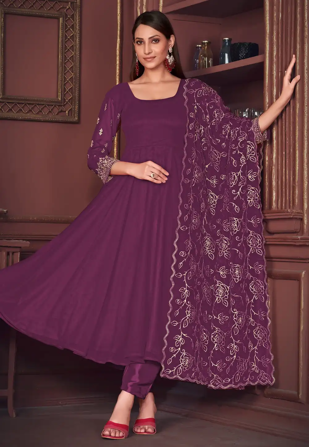 Purple Georgette Anarkali Salwar Kameez 283655