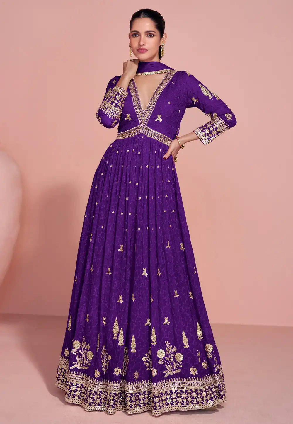 Purple Georgette Anarkali Suit 319356