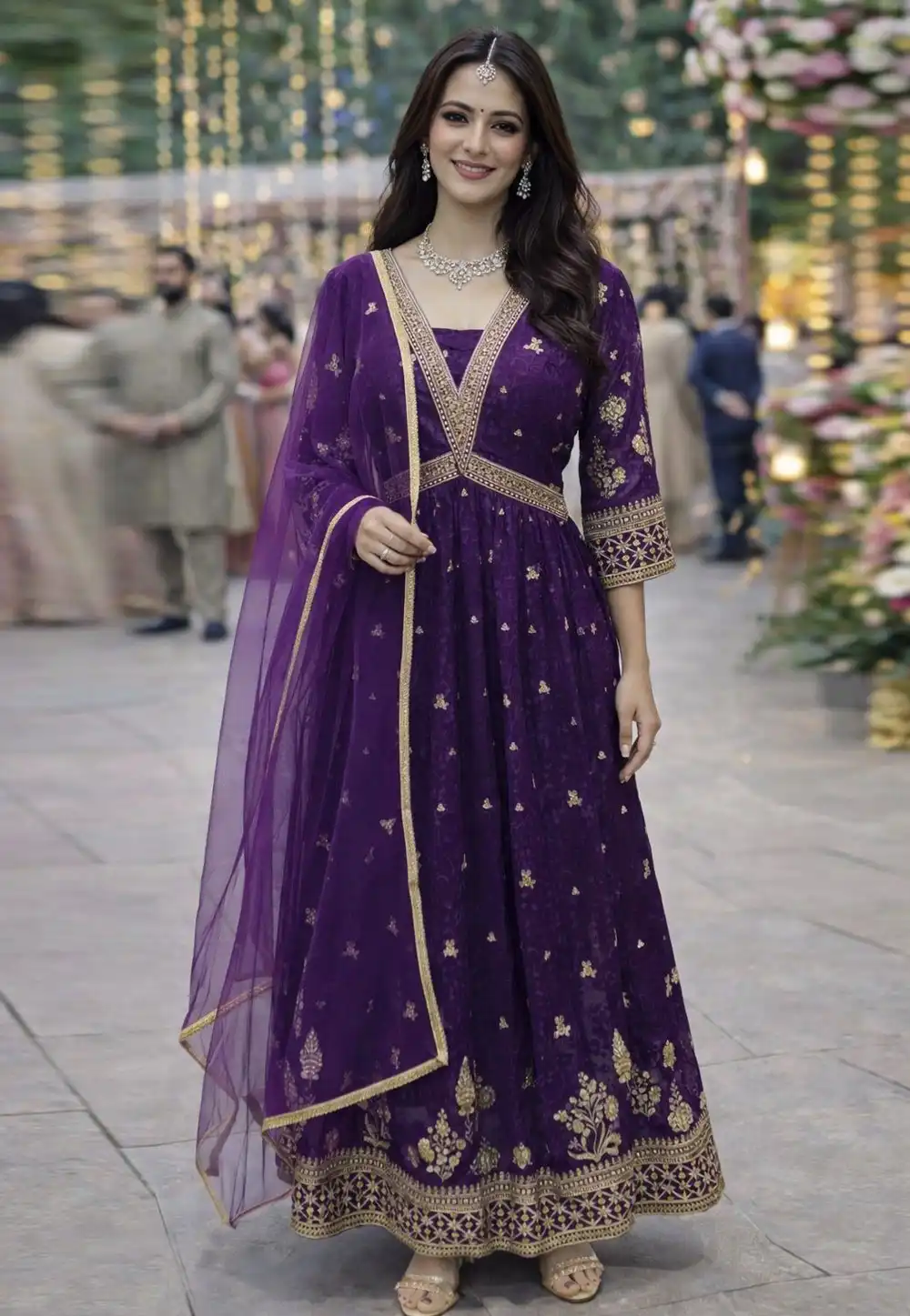 Purple Georgette Anarkali Suit 325353