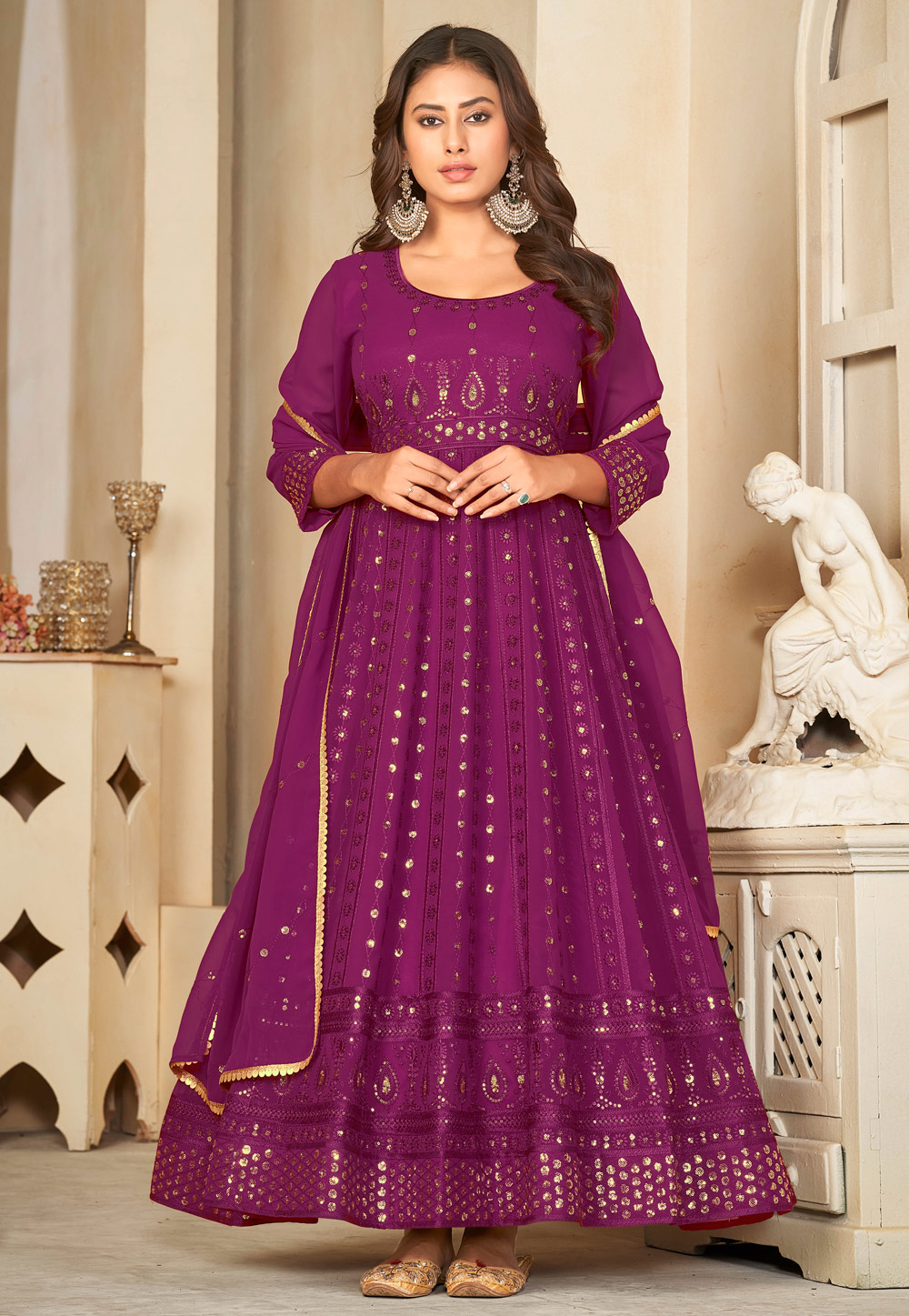 Purple Georgette Anarkali Suit 282442