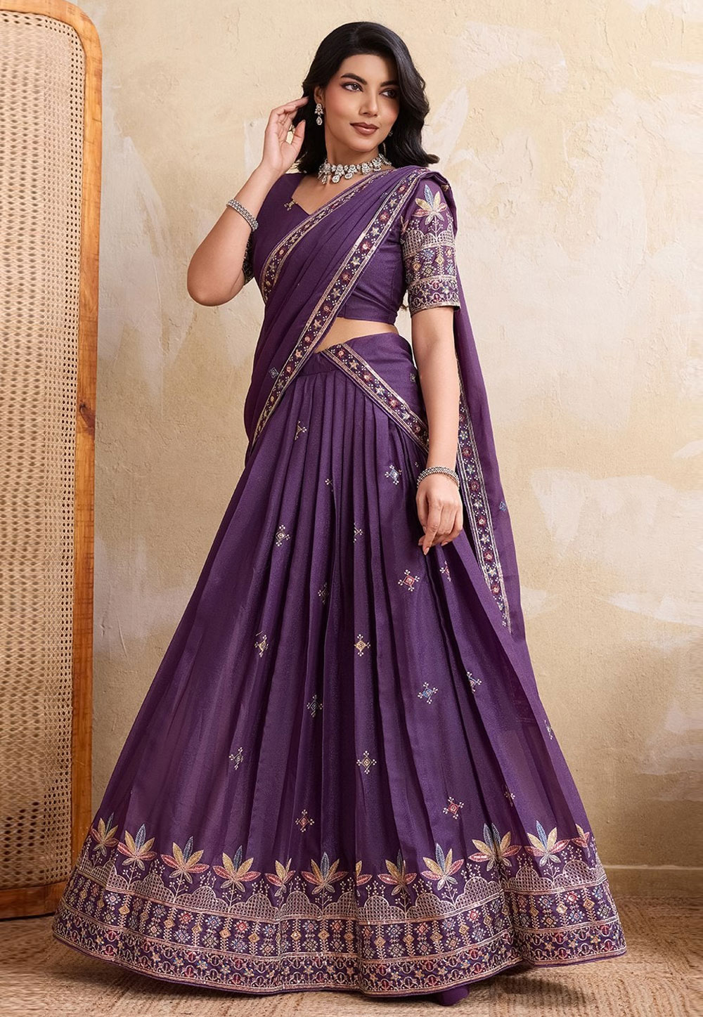 Purple Georgette Circular Lehenga Choli 322441