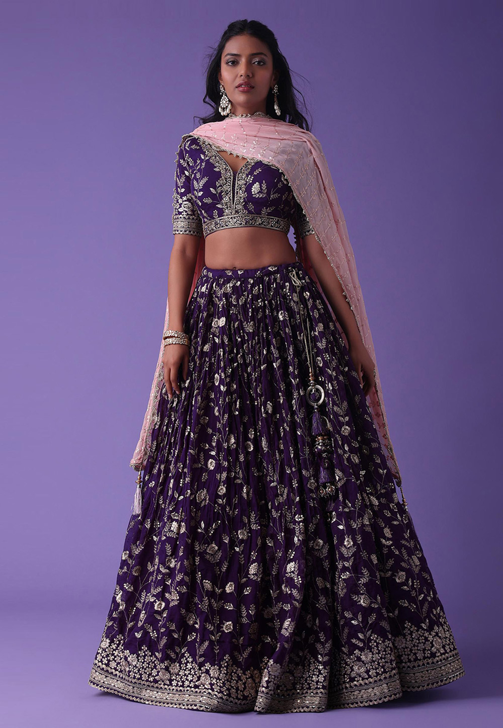 Purple Georgette Circular Lehenga Choli 311525