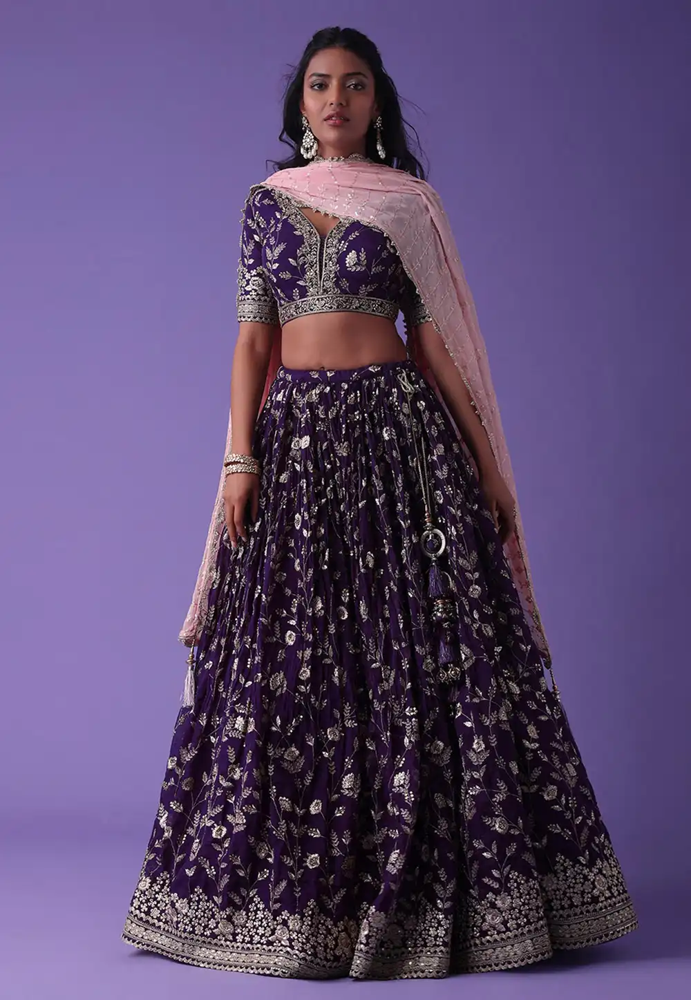 Purple Georgette Circular Lehenga Choli 311525