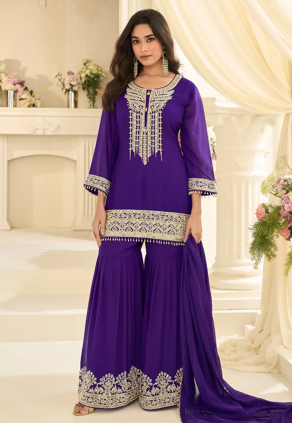 Purple Georgette Gharara Suit 326260