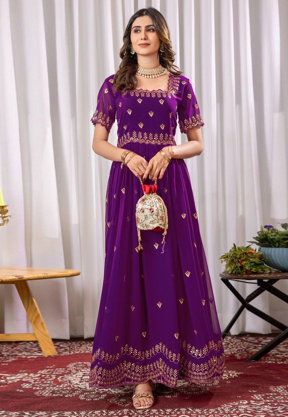 Purple Georgette Gown 308332