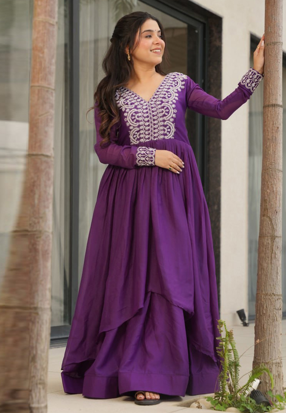 Purple Georgette Gown 313324