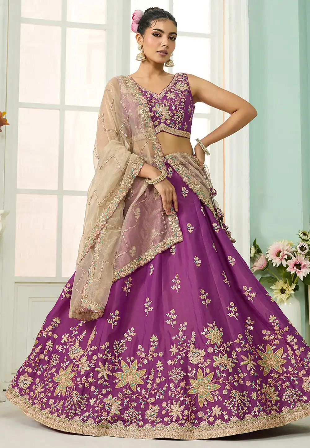 Purple Georgette Lehenga Choli 318095