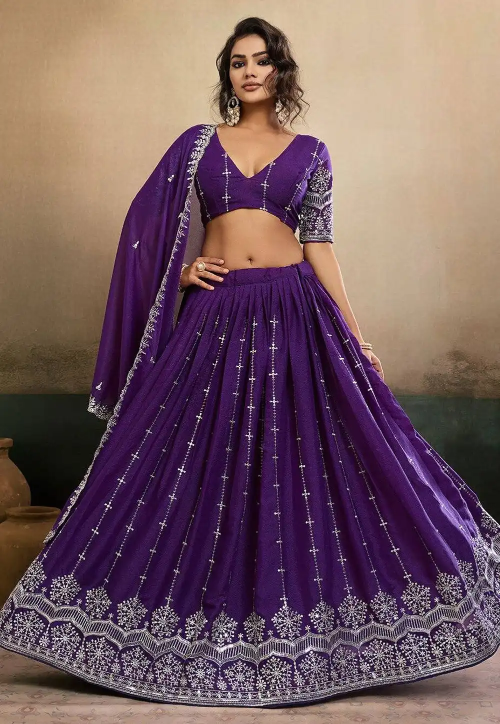Purple Georgette Lehenga Choli 325907