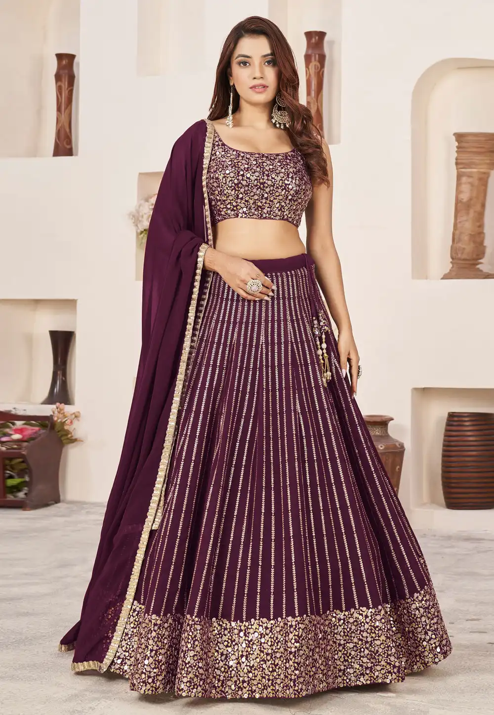 Purple Georgette Lehenga Choli 284851