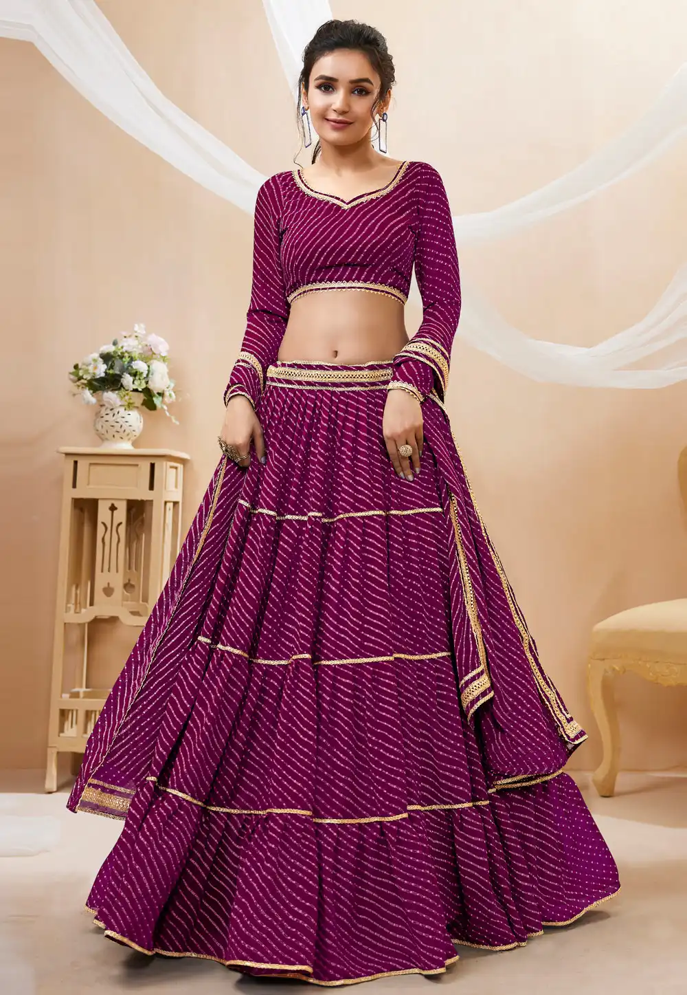 Purple Georgette Lehenga Choli For Women 289571