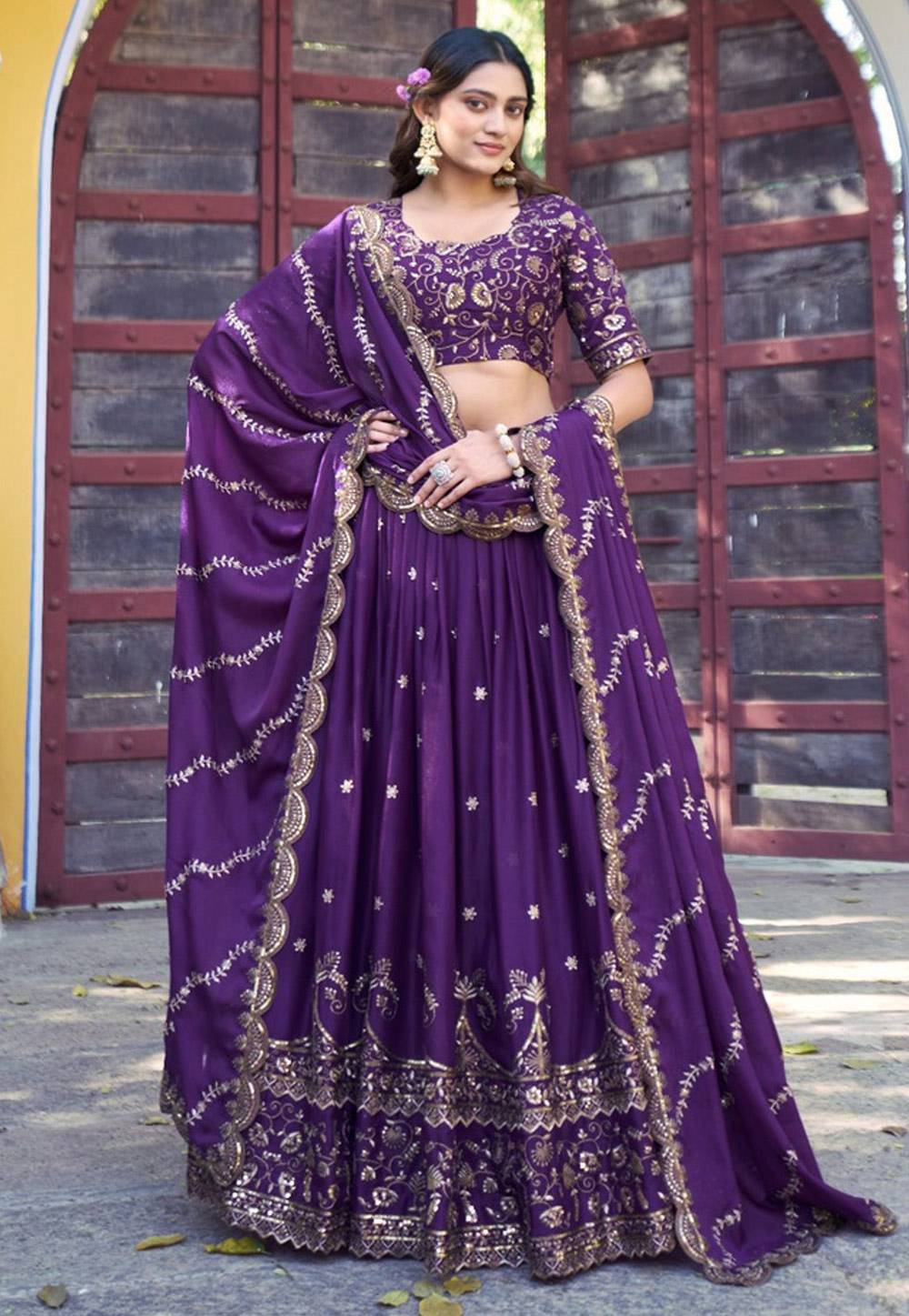 Purple Georgette Lehenga Choli 327808