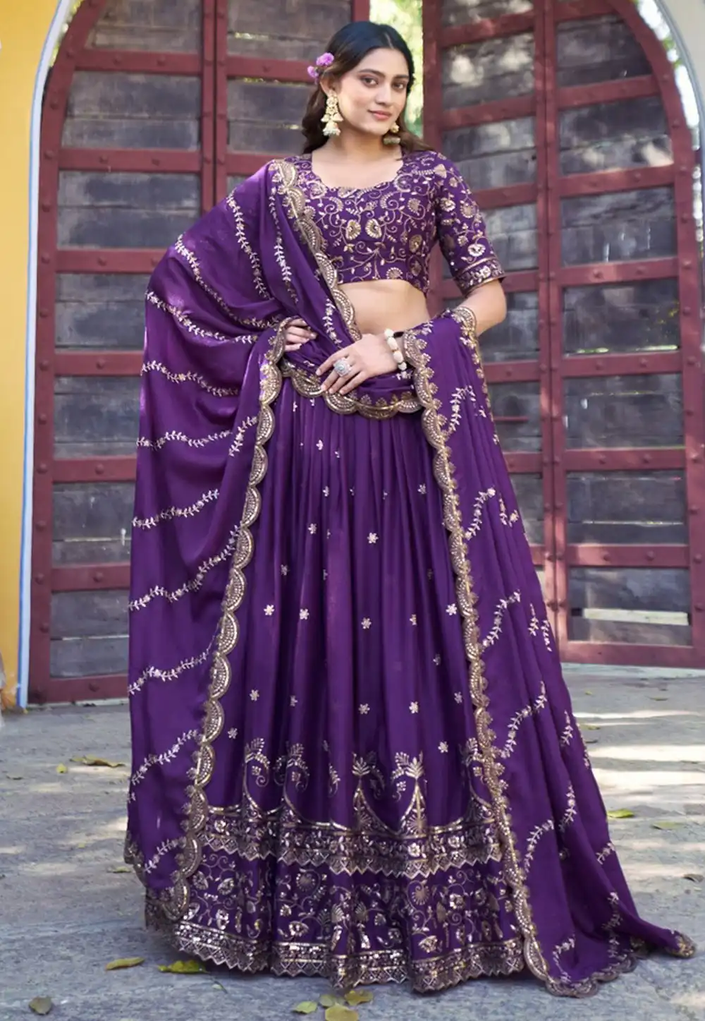 Purple Georgette Lehenga Choli 327808