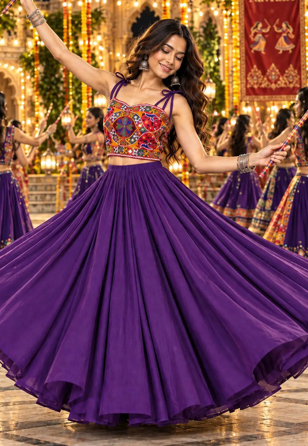 Purple Georgette Navratri Chaniya Choli 336067