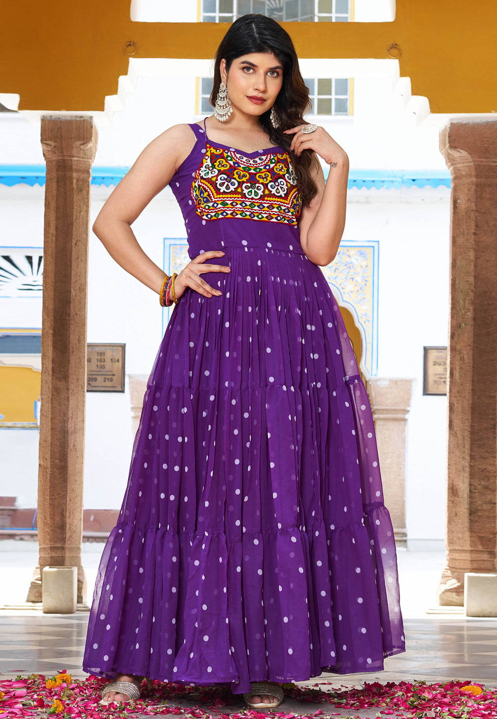 Purple Georgette Navratri Wear Gown 313146