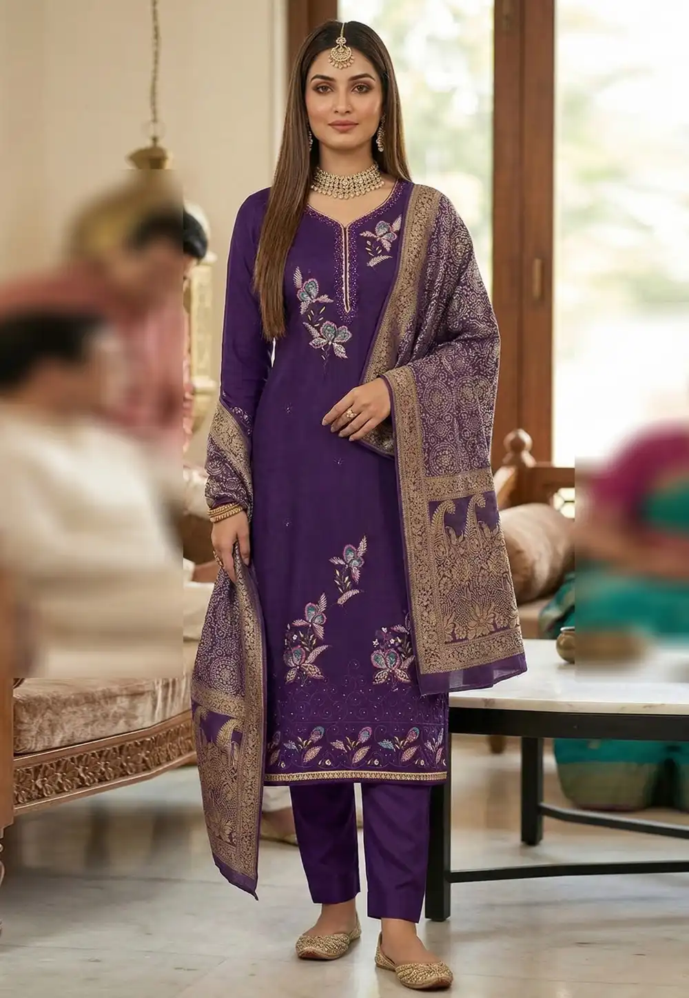 Purple Georgette Pakistani Suit 326480