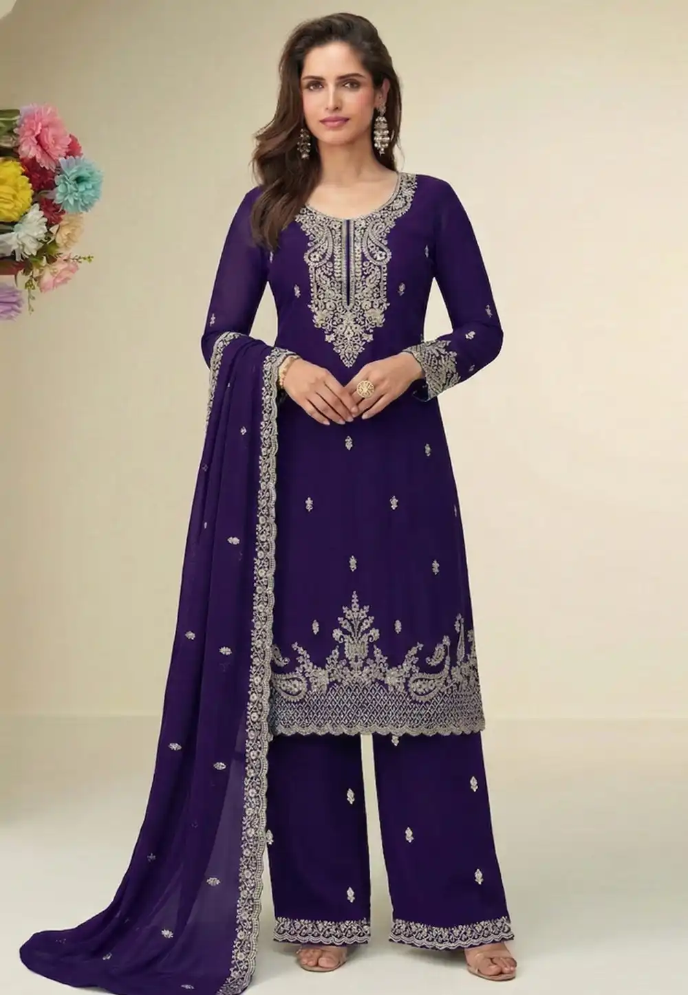 Purple Georgette Pakistani Suit 329751