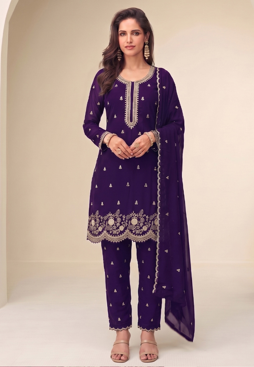 Purple Georgette Pakistani Suit 329786