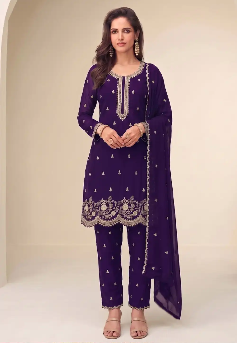 Purple Georgette Pakistani Suit 329786