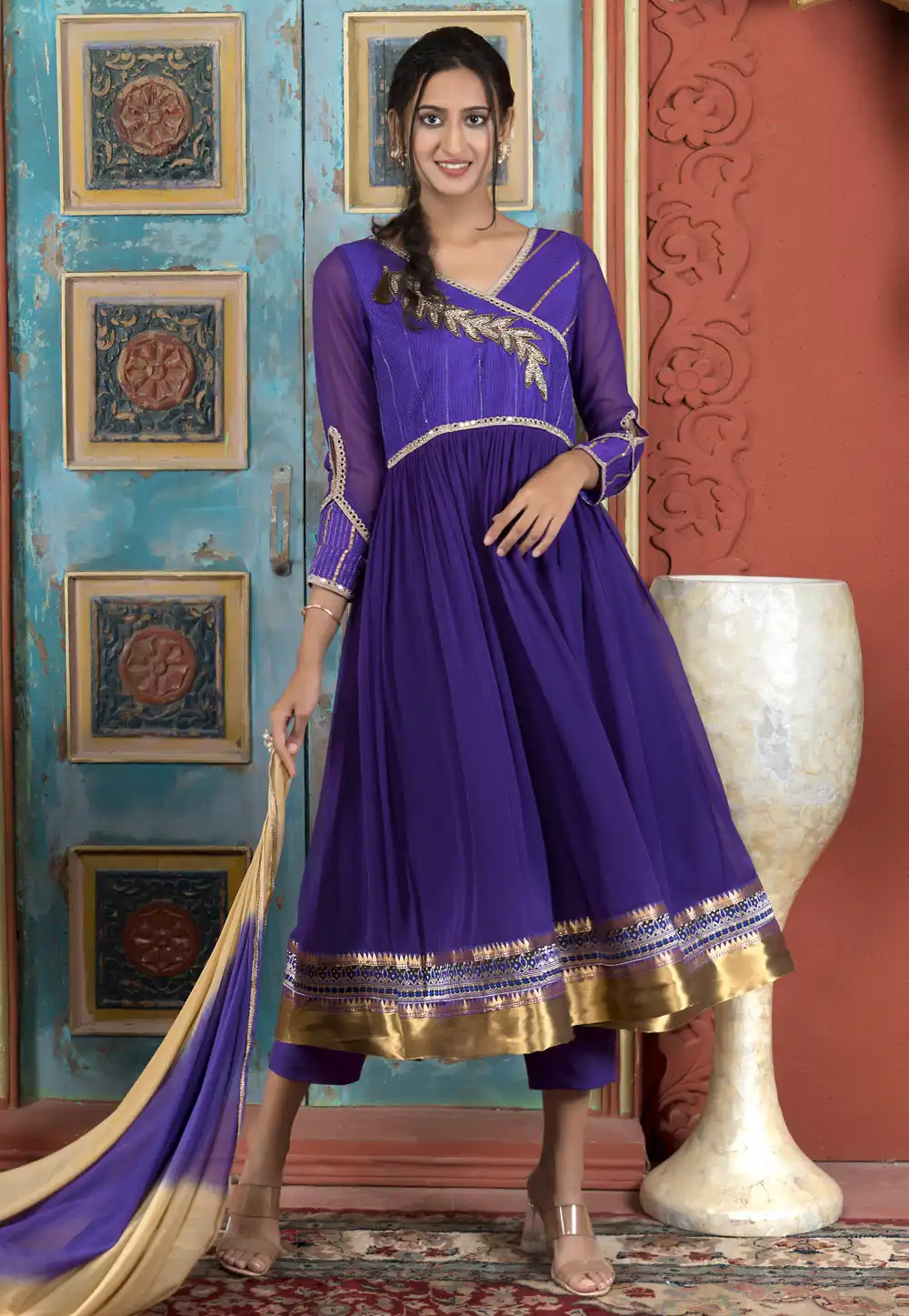 Purple Georgette Readymade Anarkali Suit 316652