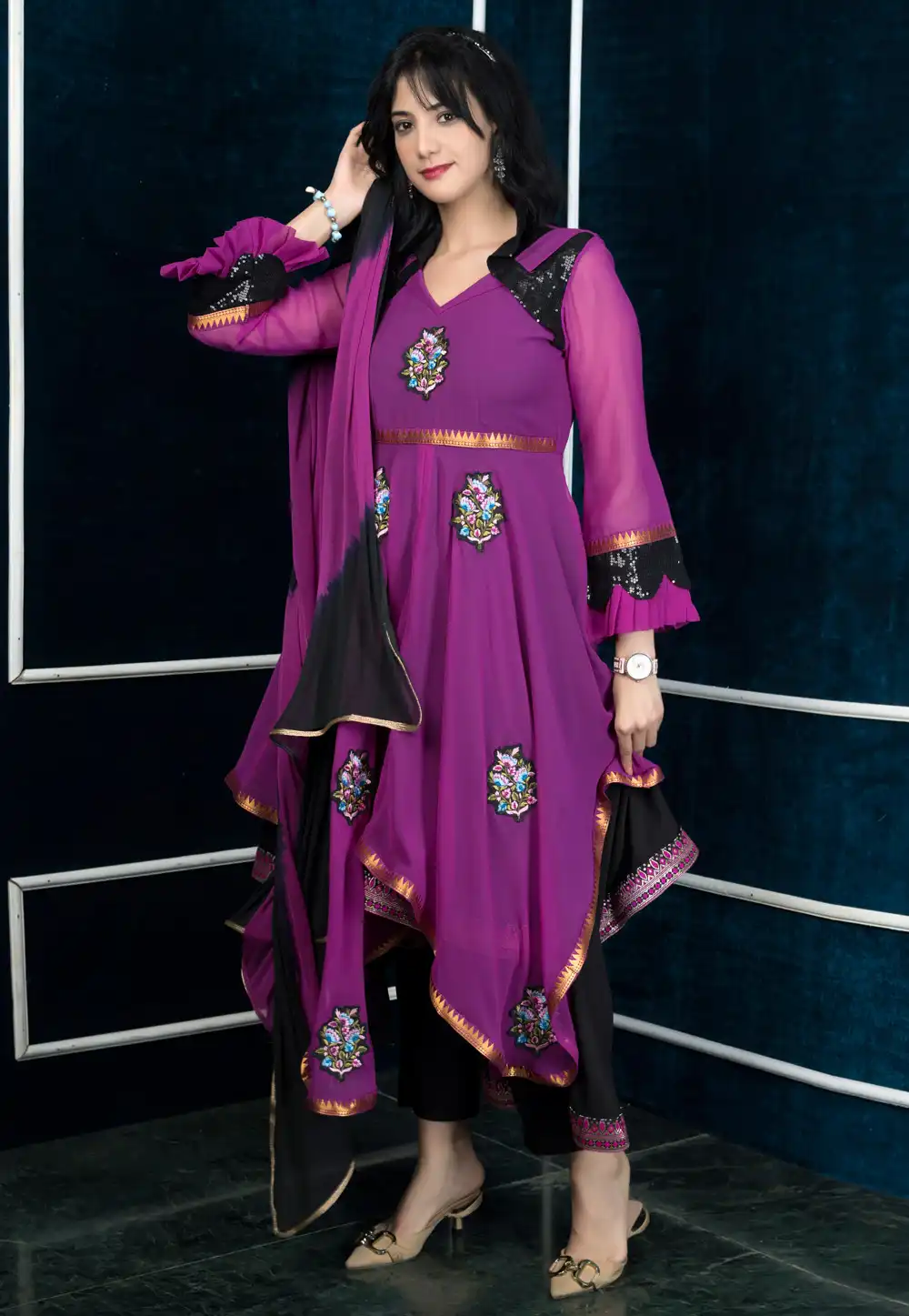 Purple Georgette Readymade Designer Salwar Suit 313004