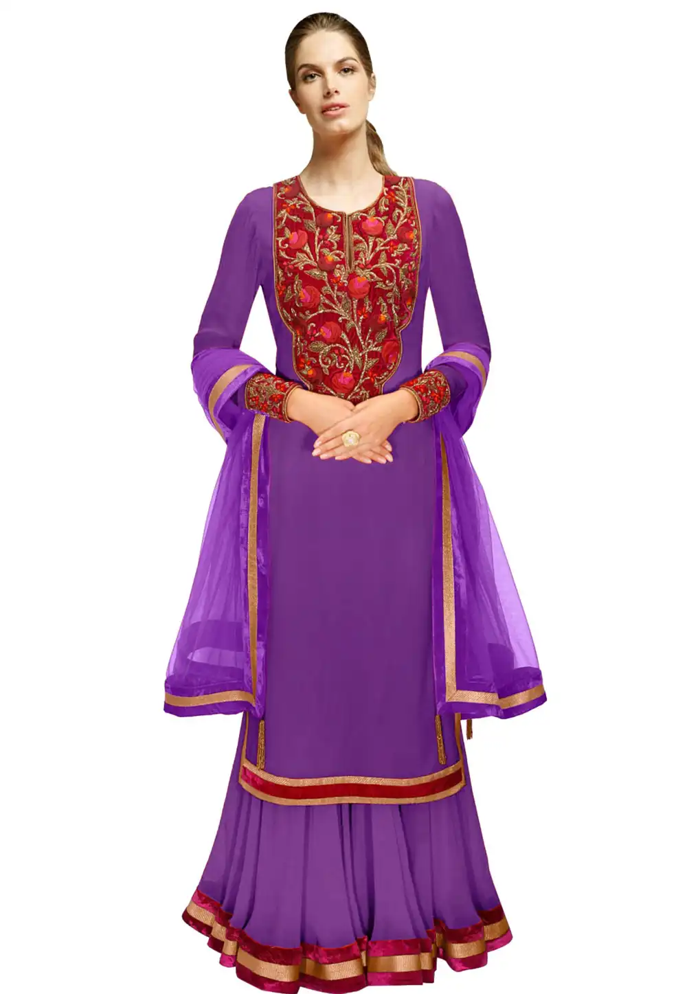 Purple Georgette Readymade Pakistani Suit 322178