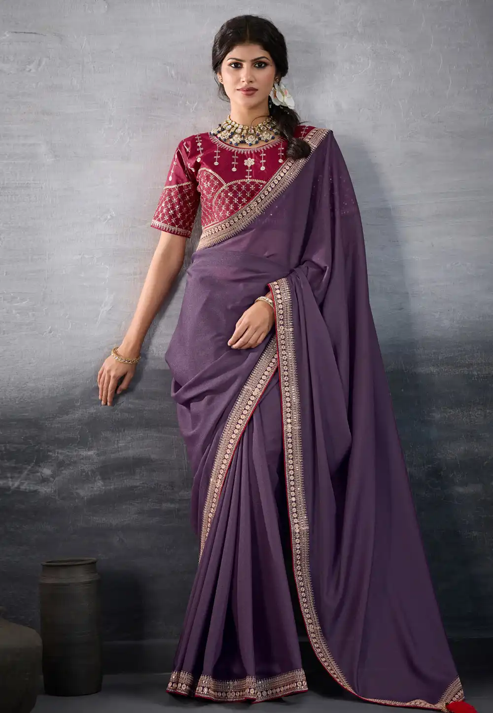 Purple Georgette Saree With Blouse 318208