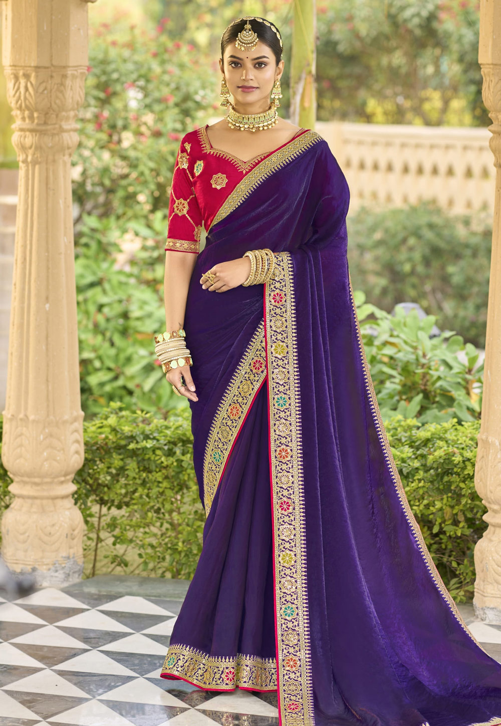 Purple Georgette Saree With Blouse 308369
