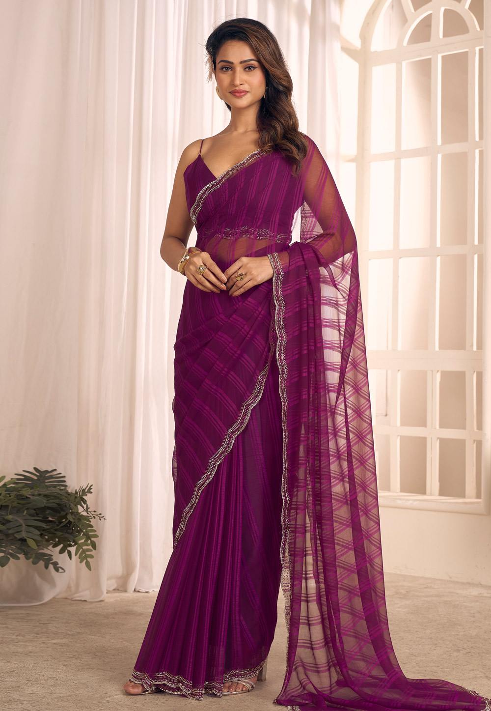 Purple Georgette Saree With Blouse 320484