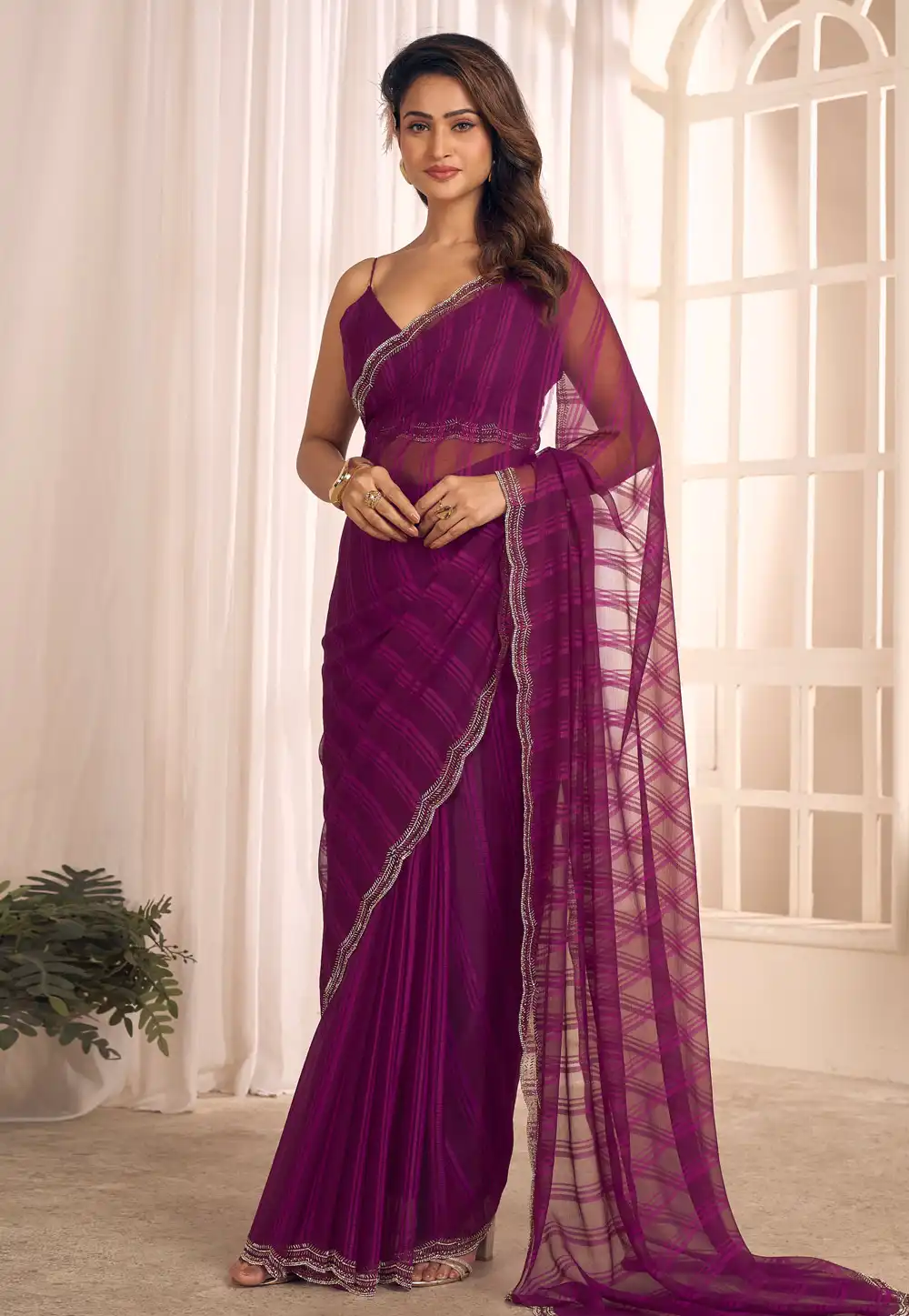 Purple Georgette Saree With Blouse 320484