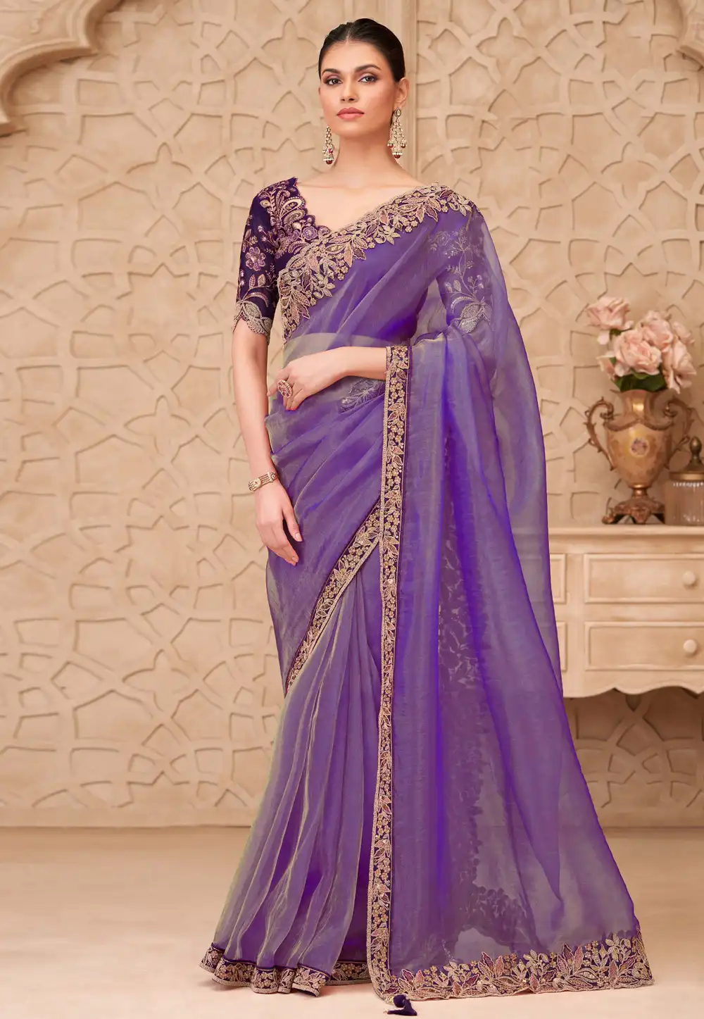 Purple Georgette Saree With Blouse 325689