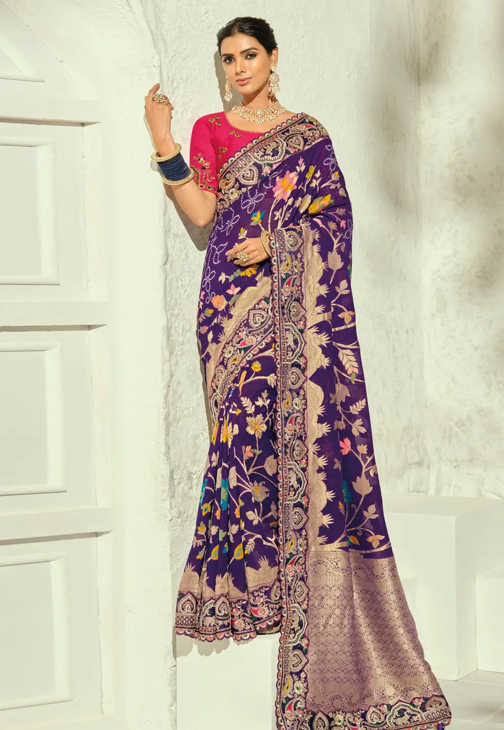 Purple Georgette Saree With Blouse 336342