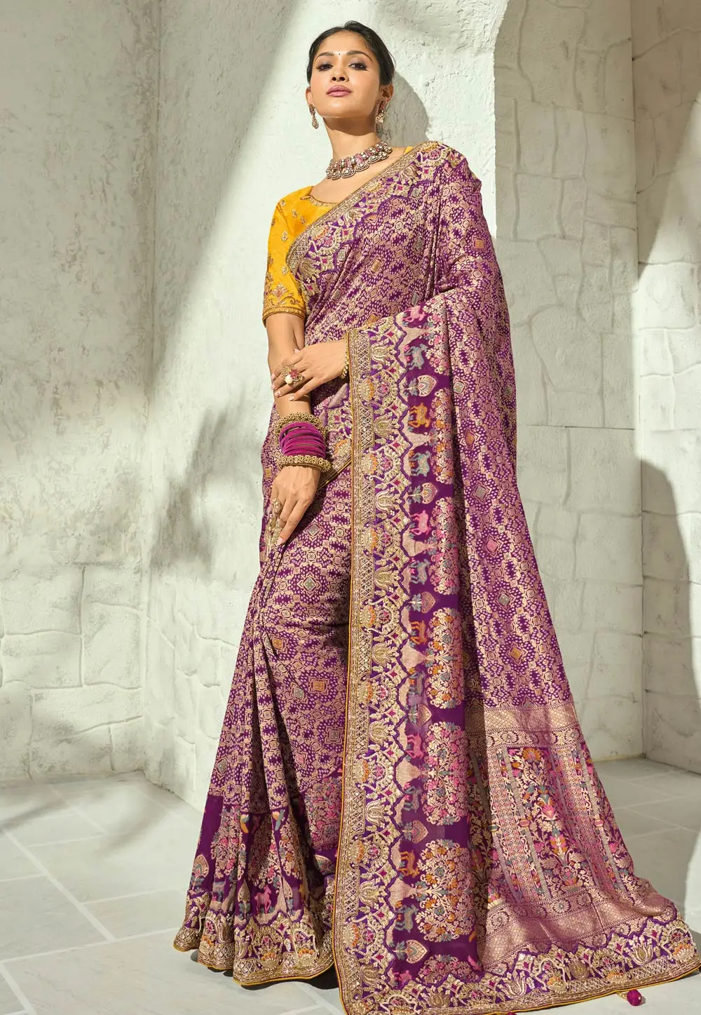 Purple Georgette Saree With Blouse 336349