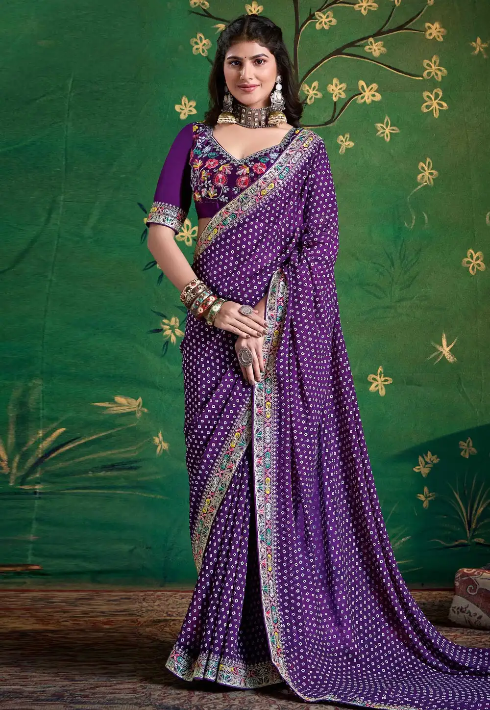 Purple Georgette Saree With Blouse 319513