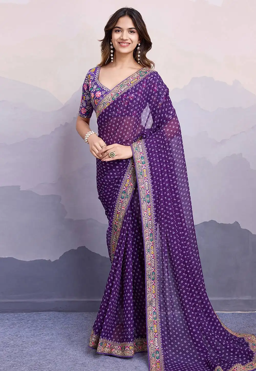 Purple Georgette Saree With Blouse 312689
