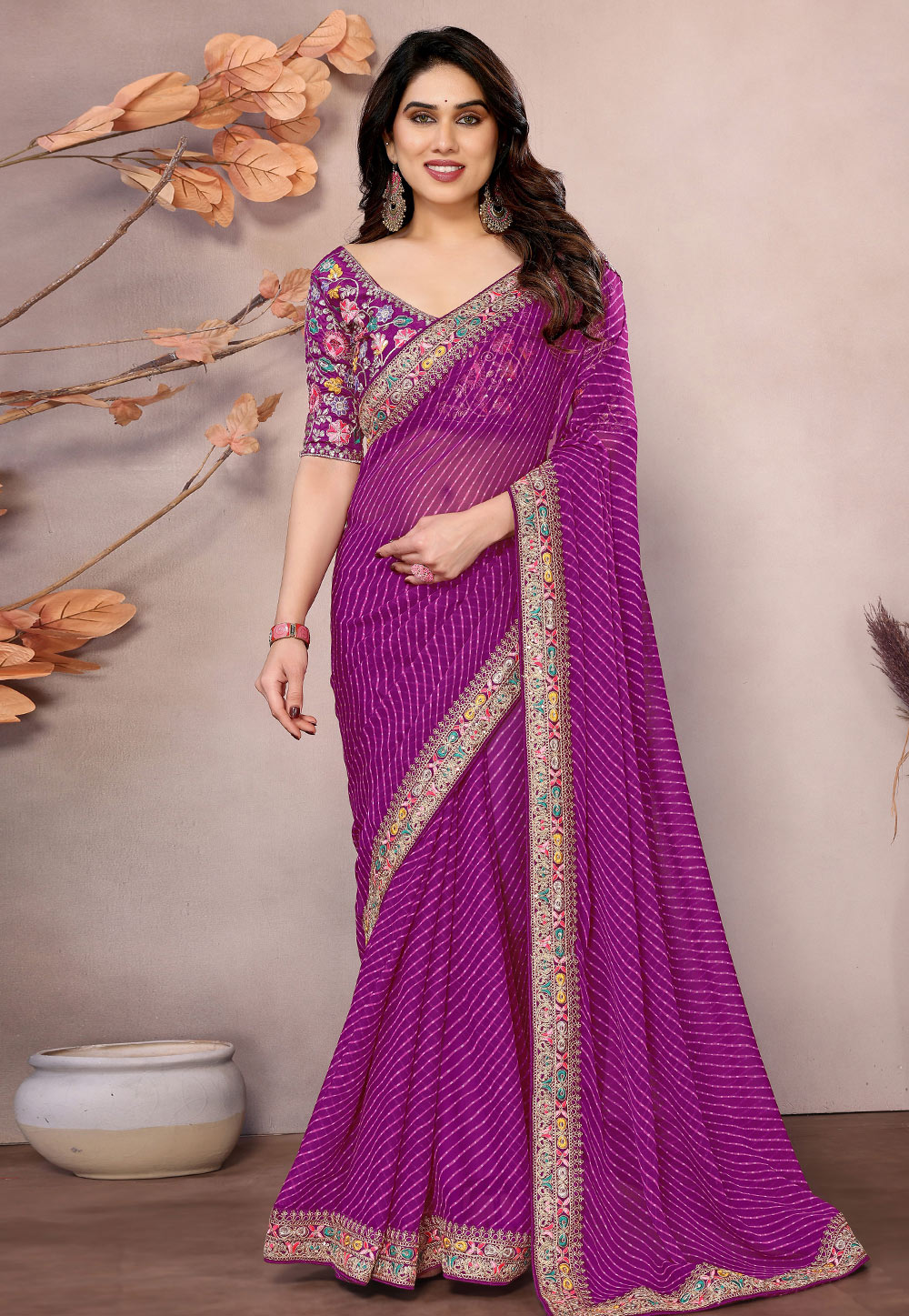 Purple Georgette Saree With Blouse 312650