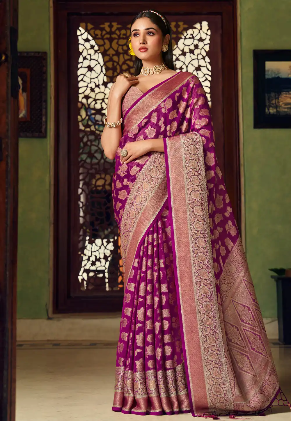 Purple Georgette Saree With Blouse 318681