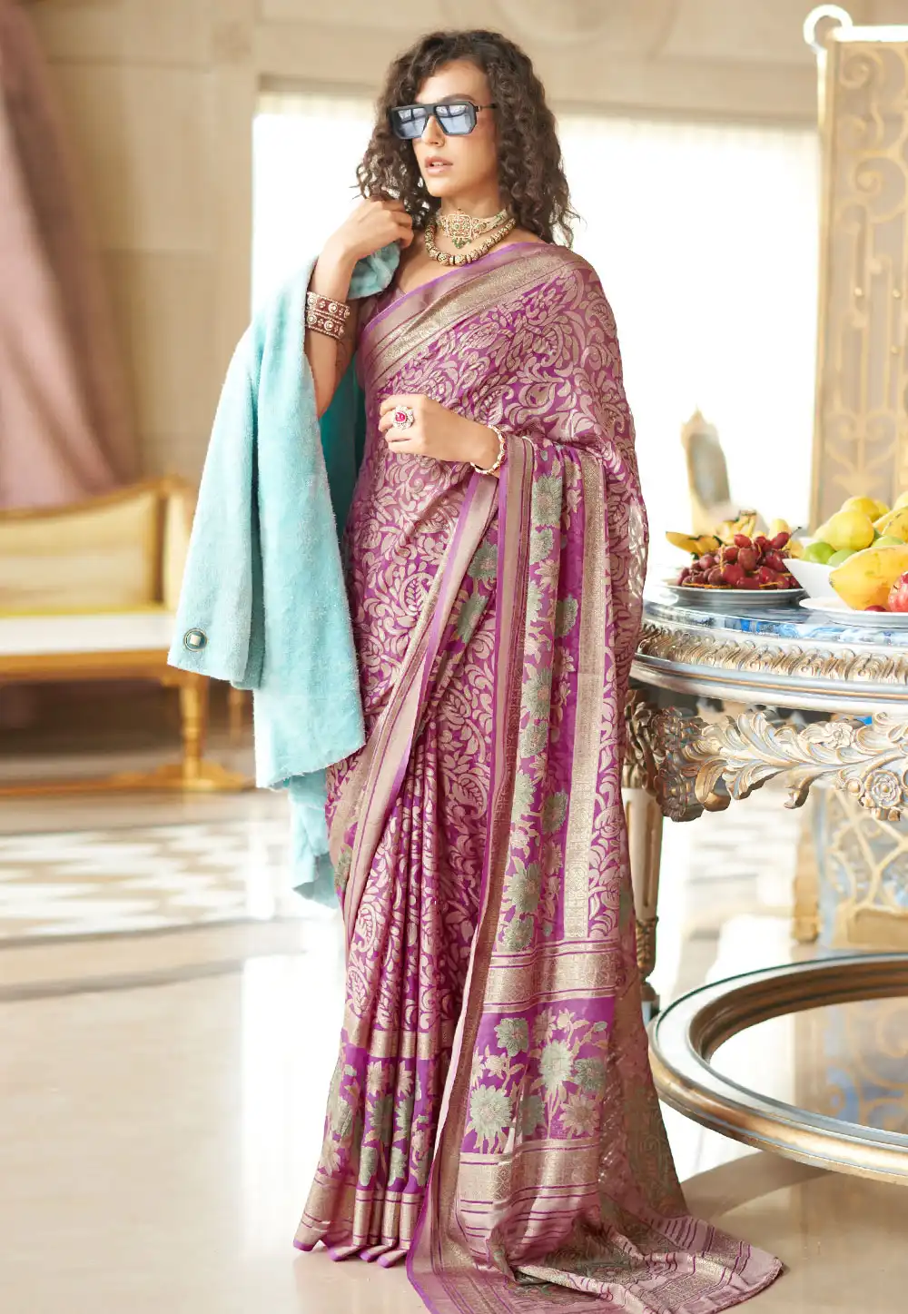 Purple Georgette Saree With Blouse 314806