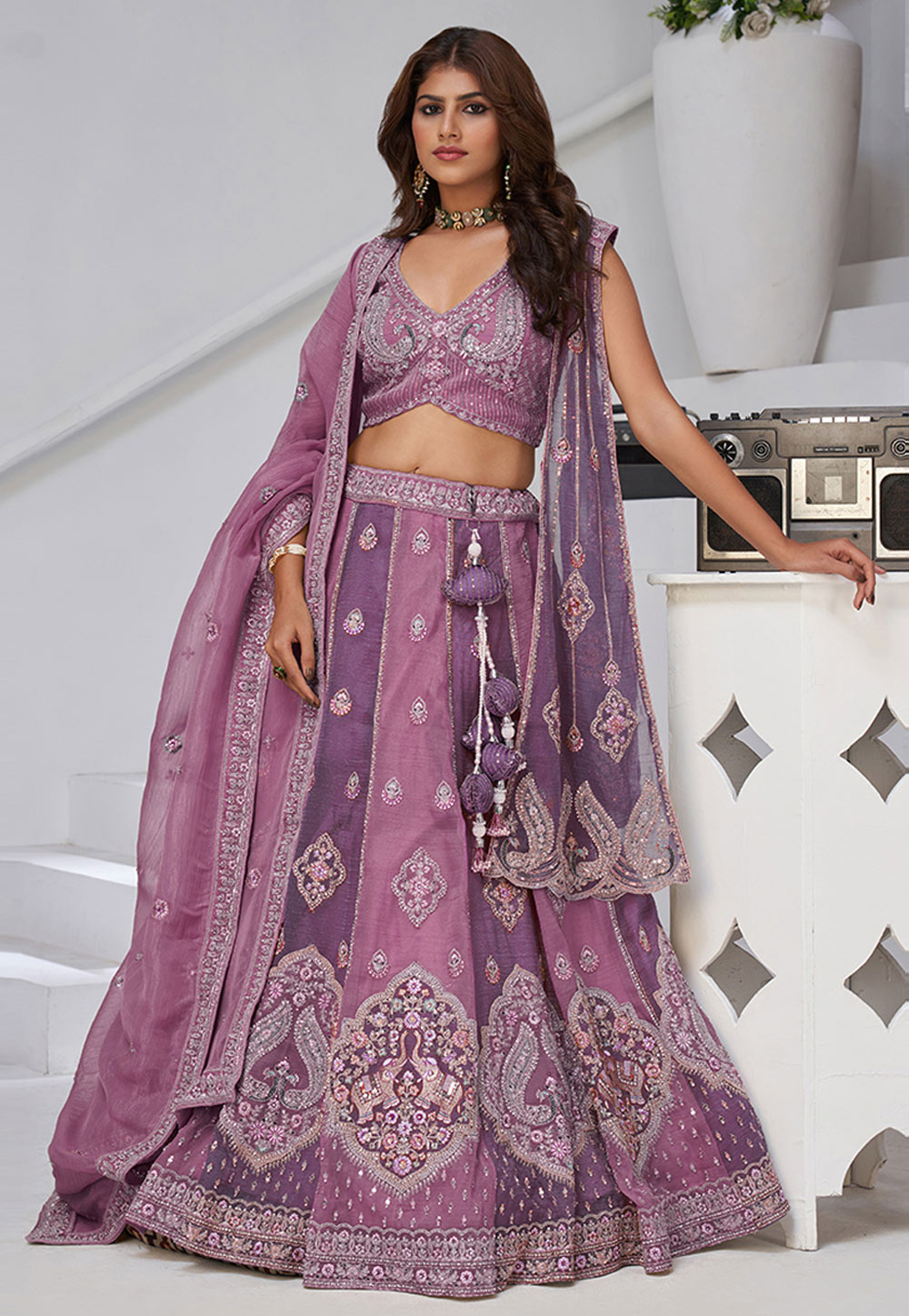 Purple Georgette Wedding Lehenga Choli 318882