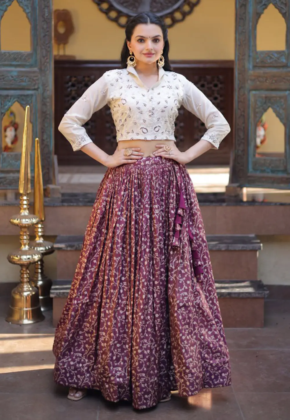 Purple Jacquard Lehenga Choli 332374