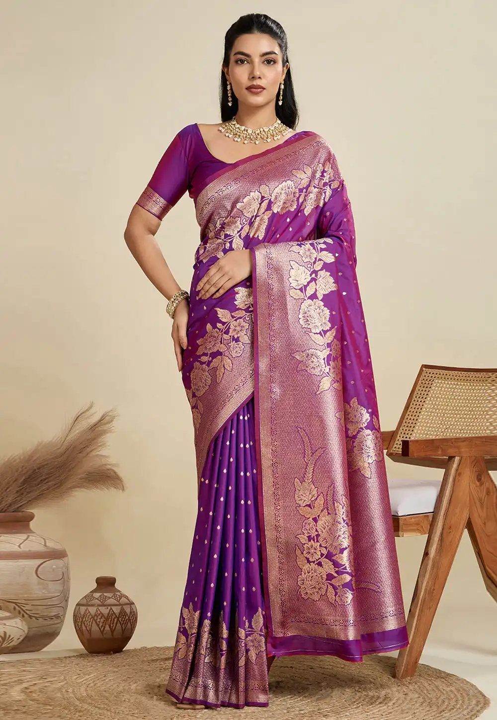 Purple Kanjivaram Silk Saree With Blouse 314058