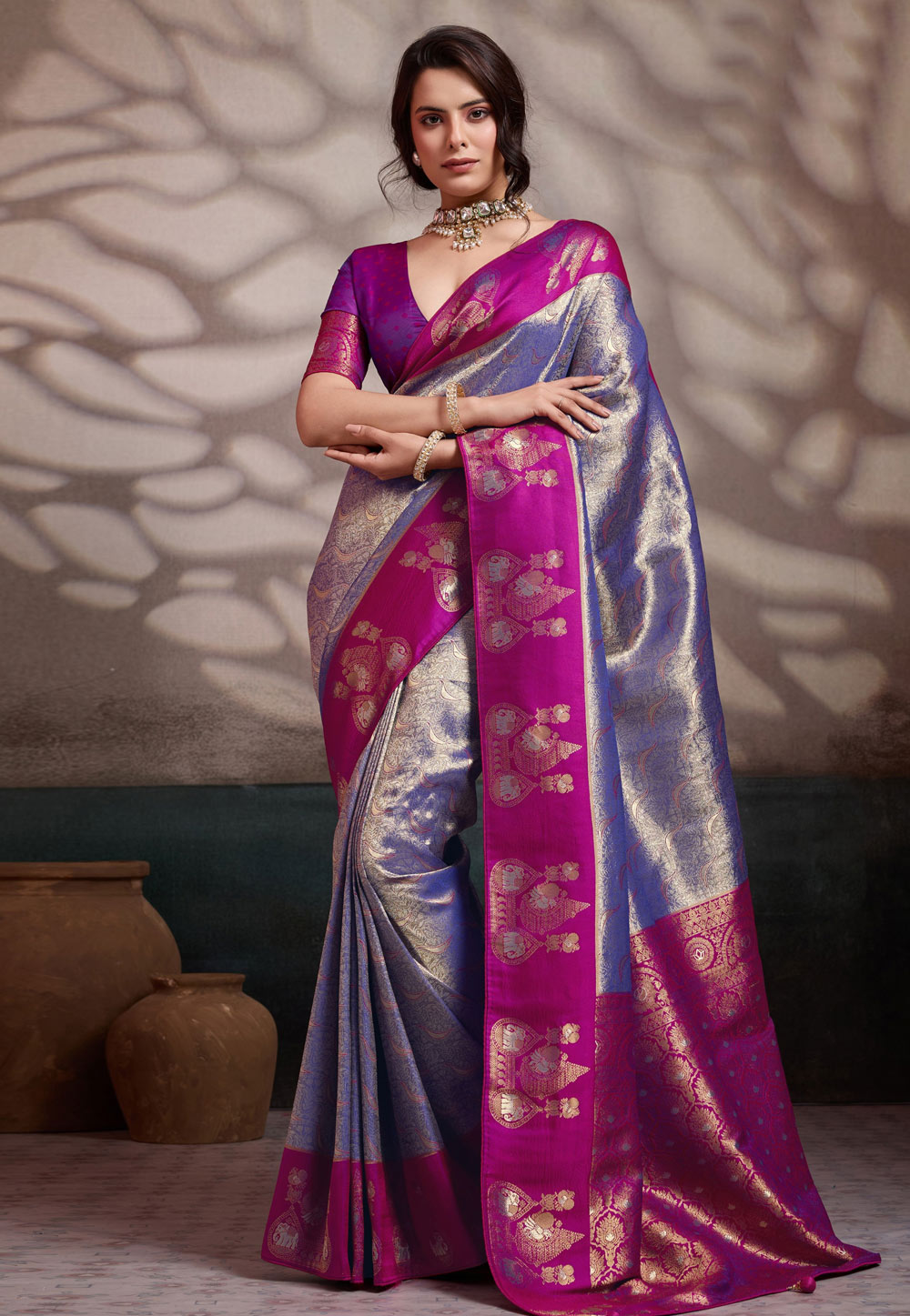 Purple Kanjivaram Silk Saree With Blouse 327739
