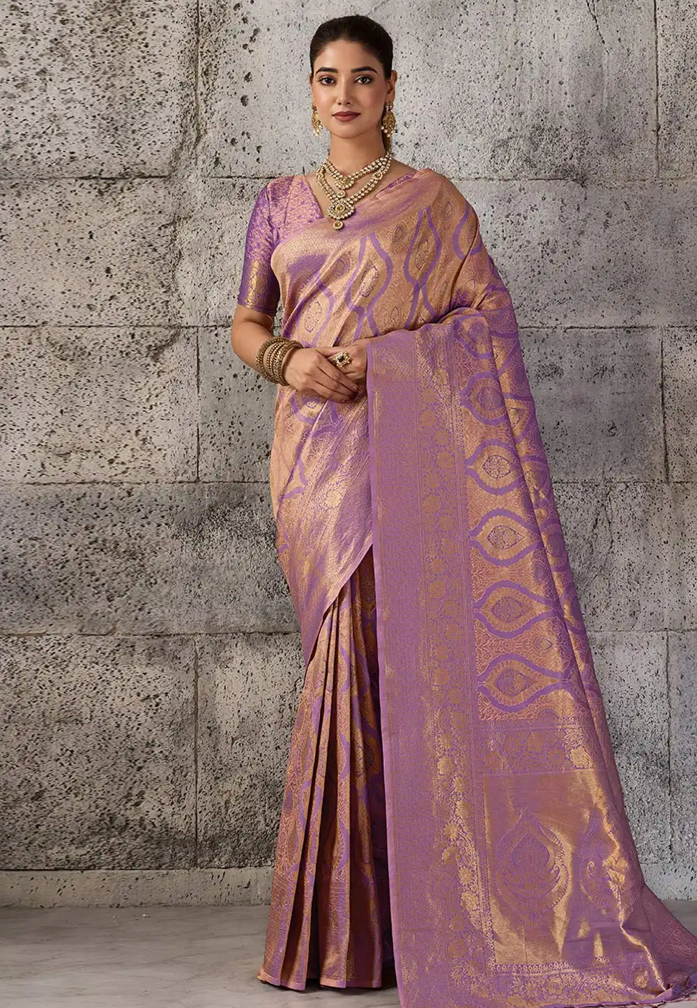Purple Kanjivaram Silk Saree With Blouse 330476
