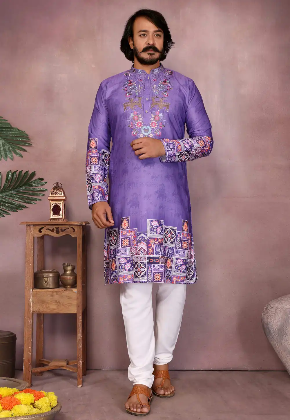 Purple Khadi Cotton Kurta Pajama 321021