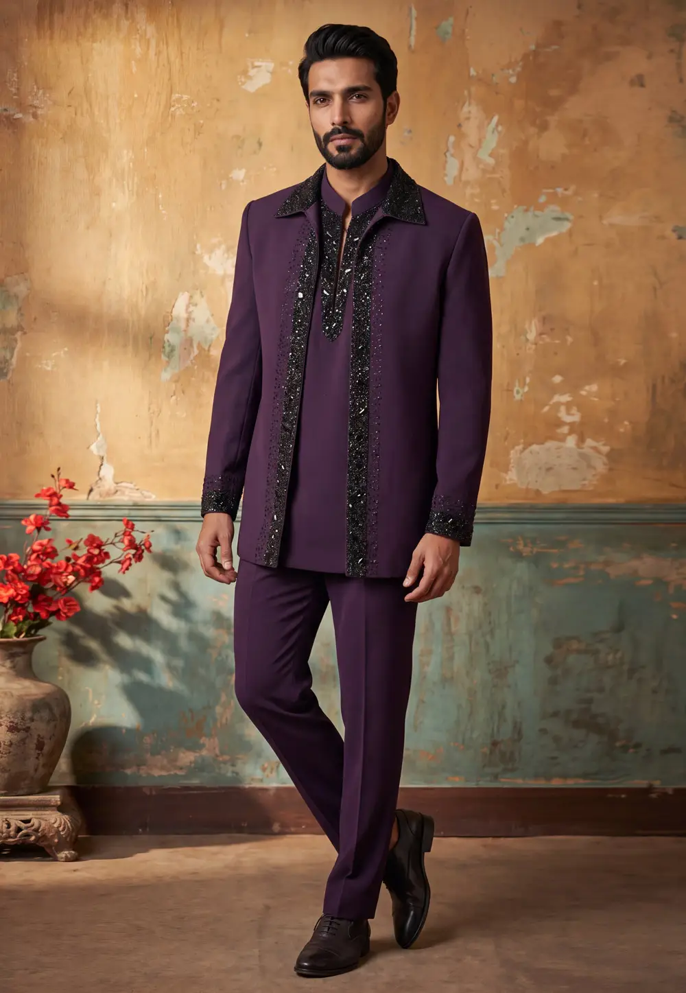 Purple Lachka Jodhpuri Suit 335895