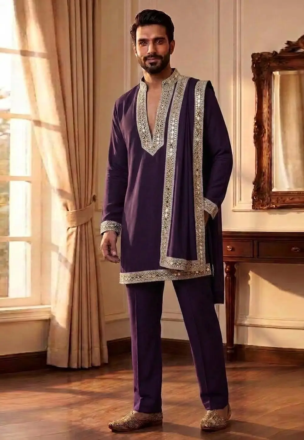Purple Lachka Navratri Kurta Pajama 335882