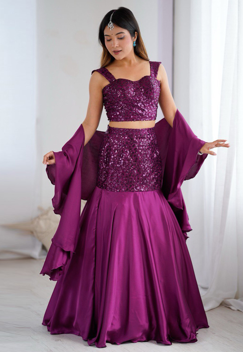 Purple Net Designer Lehenga 325592