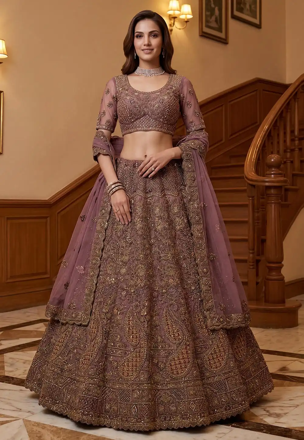 Purple Net Lehenga Choli For Wedding 326306