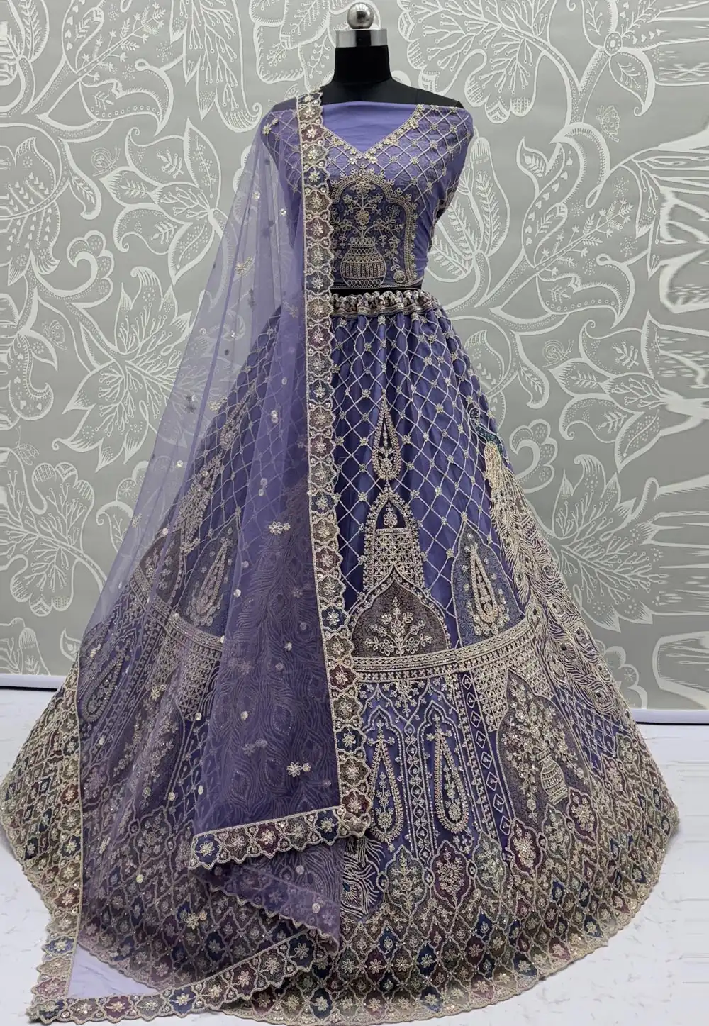Purple Net Wedding Lehenga Choli 316240