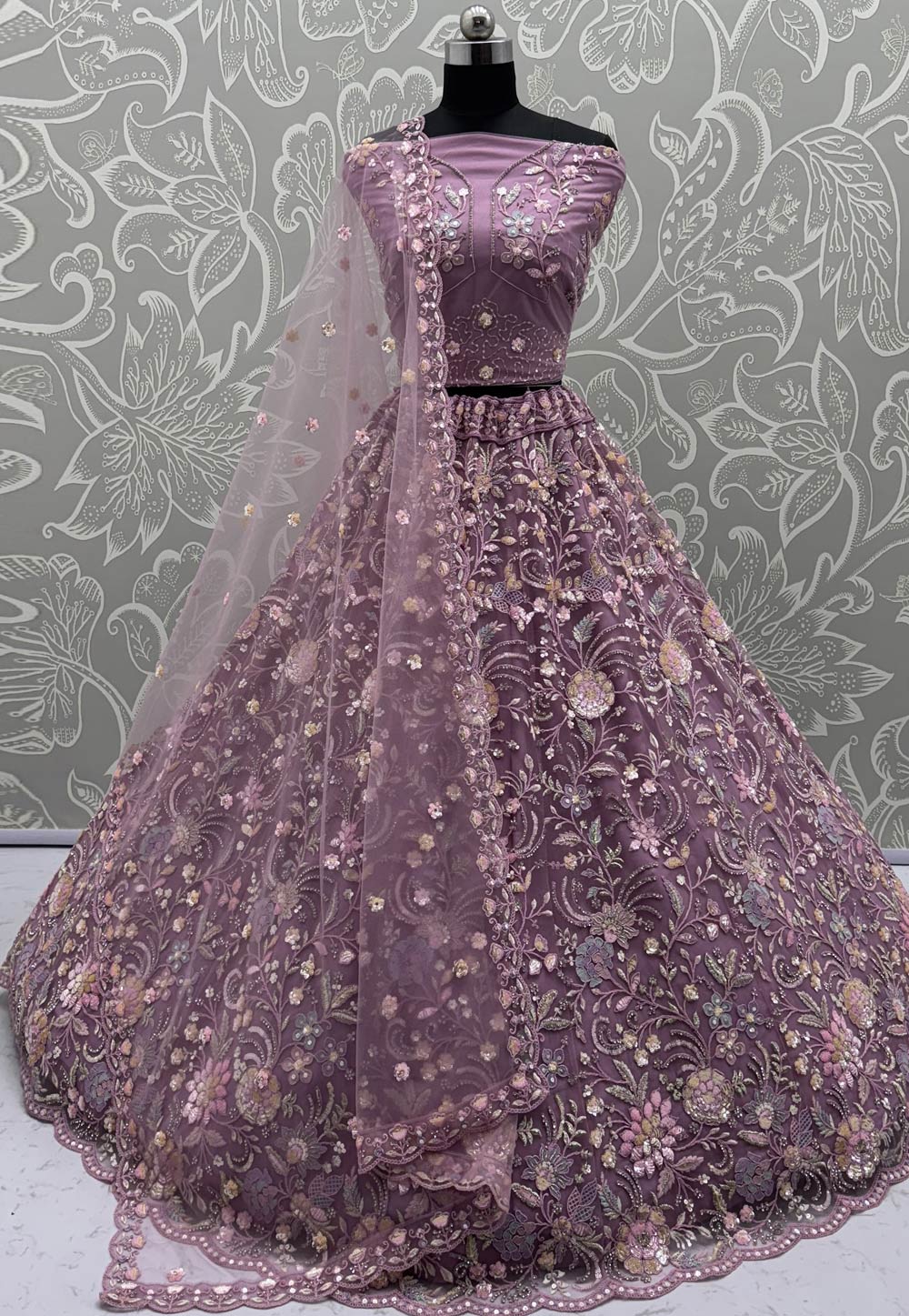 Purple Net Wedding Lehenga Choli 318253